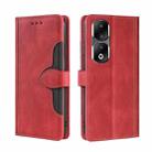 For Honor 90 Pro 5G Skin Feel Magnetic Buckle Leather Phone Case(Red) - 1