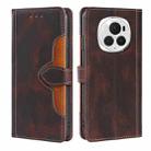 For Honor Magic6 Pro 5G Skin Feel Magnetic Buckle Leather Phone Case(Brown) - 1