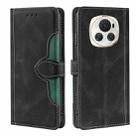 For Honor Magic6 5G Skin Feel Magnetic Buckle Leather Phone Case(Black) - 1