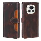 For Honor Magic6 5G Skin Feel Magnetic Buckle Leather Phone Case(Brown) - 1