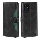 For Honor 200 5G Skin Feel Magnetic Buckle Leather Phone Case(Black) - 1