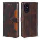 For Honor 200 5G Skin Feel Magnetic Buckle Leather Phone Case(Brown) - 1