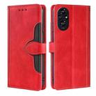 For Honor 200 5G Skin Feel Magnetic Buckle Leather Phone Case(Red) - 1