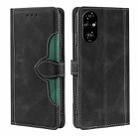 For Honor 200 Pro 5G Skin Feel Magnetic Buckle Leather Phone Case(Black) - 1