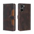 For ZTE Axon 40 Lite Skin Feel Magnetic Buckle Leather Phone Case(Brown) - 1