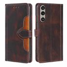 For ZTE Anshin Family Skin Feel Magnetic Buckle Leather Phone Case(Brown) - 1