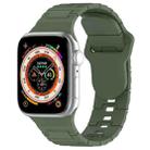 For Apple Watch Ultra 49mm Square Buckle Armor Style Silicone Watch Band(Dark Green) - 1