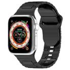 For Apple Watch 8 41mm Square Buckle Armor Style Silicone Watch Band(Plating Titanium Black) - 1