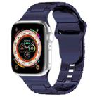 For Apple Watch SE 2022 44mm Square Buckle Armor Style Silicone Watch Band(Plating Blue) - 1