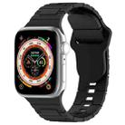 For Apple Watch SE 2022 44mm Square Buckle Armor Style Silicone Watch Band(Black) - 1