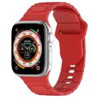 For Apple Watch 7 45mm Square Buckle Armor Style Silicone Watch Band(Red) - 1