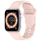 For Apple Watch 6 44mm Square Buckle Armor Style Silicone Watch Band(Light Pink) - 1