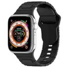 For Apple Watch 5 44mm Square Buckle Armor Style Silicone Watch Band(Black) - 1