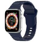 For Apple Watch 3 38mm Square Buckle Armor Style Silicone Watch Band(Midnight Blue) - 1