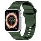 For Apple Watch SE 2023 44mm Square Buckle Armor Style Silicone Watch Band(Plating Green) - 1