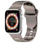 For Apple Watch 9 45mm Square Buckle Armor Style Silicone Watch Band(Plating Titanium Silver) - 1