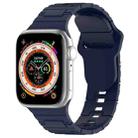 For Apple Watch 9 45mm Square Buckle Armor Style Silicone Watch Band(Midnight Blue) - 1