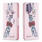 For Nokia G42 Colored Drawing Pattern Leather Phone Case(Giraffe) - 1