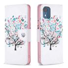 For Nokia C02 Colored Drawing Pattern Leather Phone Case(Tree) - 1