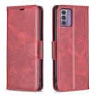 For Nokia G42 Lambskin Texture Pure Color Flip Leather Phone Case(Red) - 1