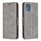 For Nokia C02 Lambskin Texture Pure Color Flip Leather Phone Case(Grey) - 1