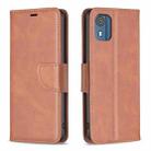 For Nokia C02 Lambskin Texture Pure Color Flip Leather Phone Case(Brown) - 1