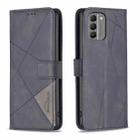 For Nokia G310 Magnetic Buckle Rhombus Texture Leather Phone Case(Black) - 1
