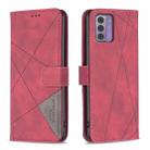 For Nokia G42 Magnetic Buckle Rhombus Texture Leather Phone Case(Red) - 1