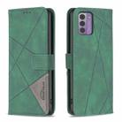 For Nokia G42 Magnetic Buckle Rhombus Texture Leather Phone Case(Green) - 1