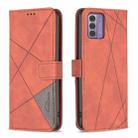 For Nokia G42 Magnetic Buckle Rhombus Texture Leather Phone Case(Brown) - 1