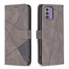 For Nokia G42 Magnetic Buckle Rhombus Texture Leather Phone Case(Grey) - 1