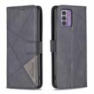 For Nokia G42 Magnetic Buckle Rhombus Texture Leather Phone Case(Black) - 1