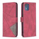 For Nokia C02 Magnetic Buckle Rhombus Texture Leather Phone Case(Red) - 1