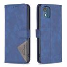 For Nokia C02 Magnetic Buckle Rhombus Texture Leather Phone Case(Blue) - 1