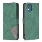 For Nokia C02 Magnetic Buckle Rhombus Texture Leather Phone Case(Green) - 1