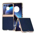 For Motorola Razr 40 Ultra Nano Electroplating Carbon Fiber Texture Phone Case(Navy Blue) - 1