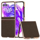 For Motorola Razr 50 Nano Electroplating Carbon Fiber Texture Phone Case(Dark Brown) - 1