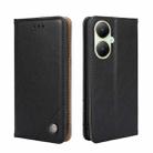 For vivo Y35+ 5G Non-Magnetic Retro Texture Leather Phone Case(Black) - 1