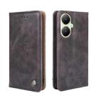 For vivo Y35+ 5G Non-Magnetic Retro Texture Leather Phone Case(Grey) - 1