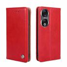 For Honor 90 5G Non-Magnetic Retro Texture Leather Phone Case(Red) - 1