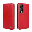For Honor 90 Pro 5G Non-Magnetic Retro Texture Leather Phone Case(Red) - 1