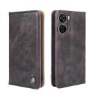 For ZTE Axon 40 Lite Non-Magnetic Retro Texture Leather Phone Case(Grey) - 1