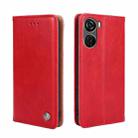 For ZTE Axon 40 Lite Non-Magnetic Retro Texture Leather Phone Case(Red) - 1