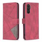 For Samsung Galaxy A25 5G Magnetic Buckle Rhombus Texture Leather Phone Case(Red) - 1