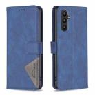 For Samsung Galaxy A25 5G Magnetic Buckle Rhombus Texture Leather Phone Case(Blue) - 1