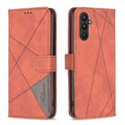 For Samsung Galaxy A25 5G Magnetic Buckle Rhombus Texture Leather Phone Case(Brown) - 1