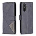 For Samsung Galaxy A25 5G Magnetic Buckle Rhombus Texture Leather Phone Case(Black) - 1