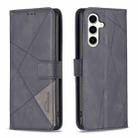 For Samsung Galaxy S23 FE 5G Magnetic Buckle Rhombus Texture Leather Phone Case(Black) - 1