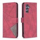For Samsung Galaxy M34 5G Magnetic Buckle Rhombus Texture Leather Phone Case(Red) - 1