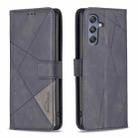 For Samsung Galaxy M34 5G Magnetic Buckle Rhombus Texture Leather Phone Case(Black) - 1